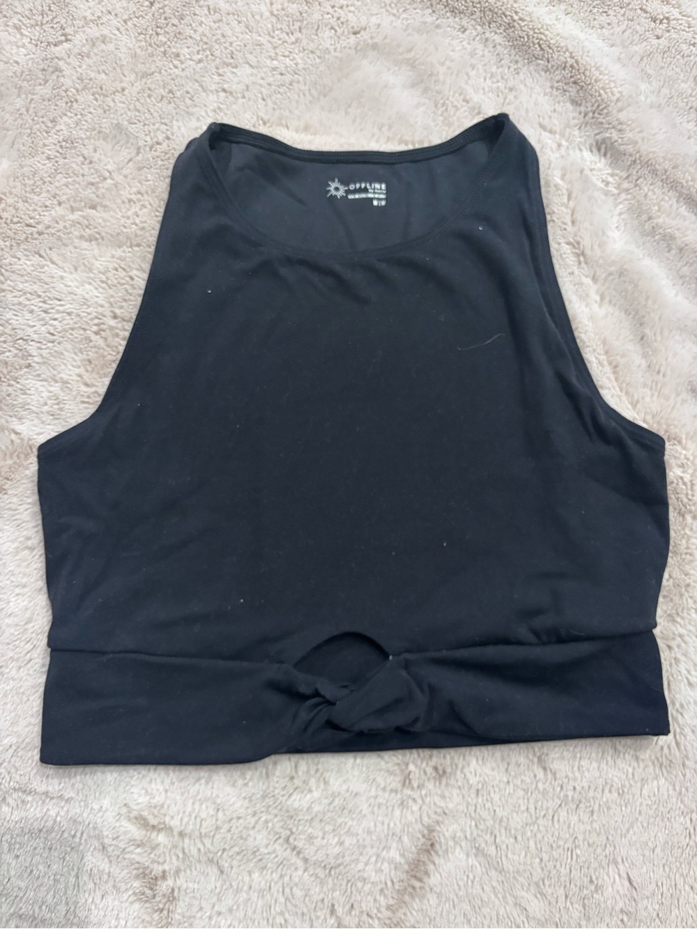 aerie Black Knotted Crop Sports Tank